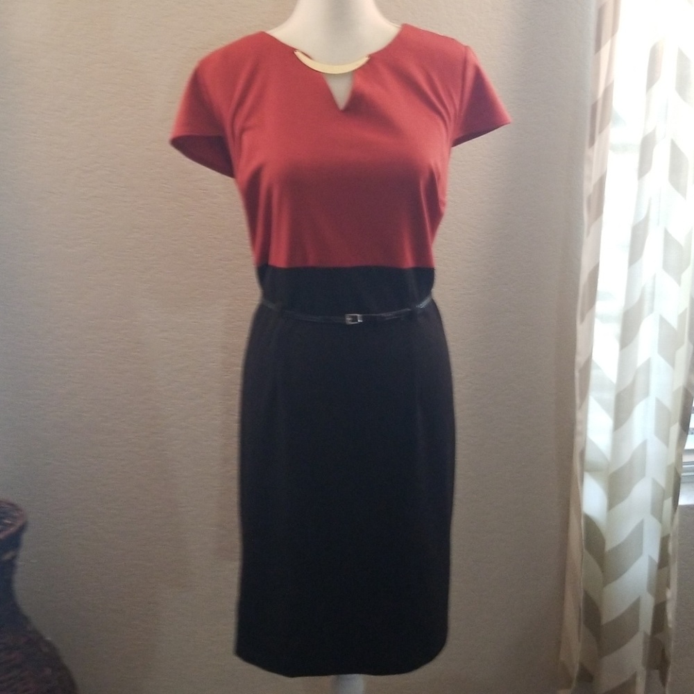 AA Studio black and rust dress
